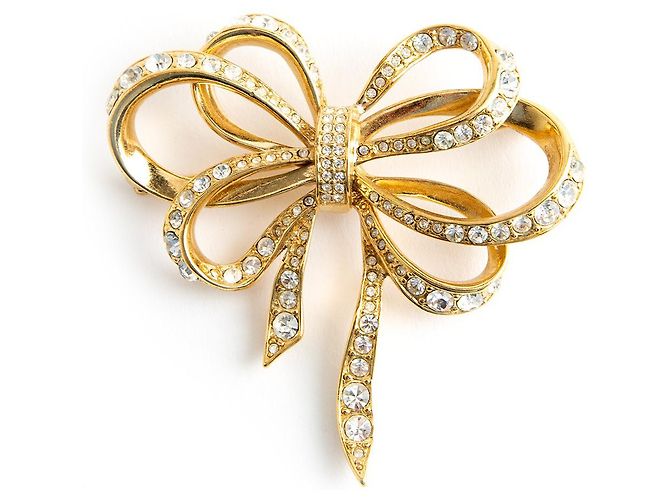 Spilla a Fiocco Kenneth Jay Lane Oro e Strass D'oro