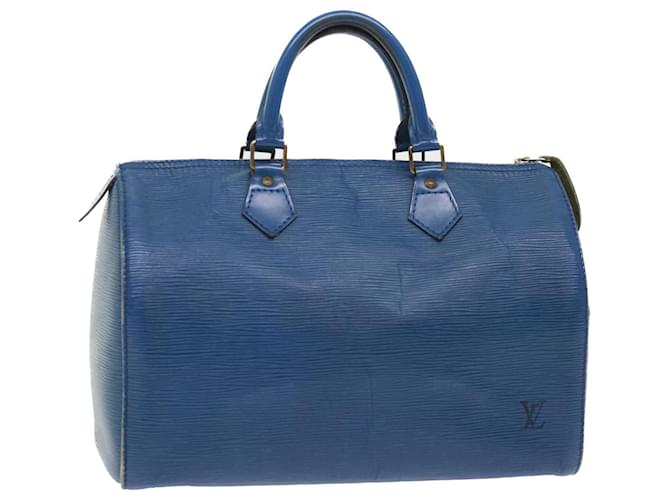 Louis Vuitton Epi Speedy 30 Handtasche Toledo Blau M43005 LV Auth 52236 Leder  ref.1050876