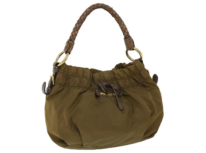 PRADA Shoulder Bag Nylon Leather Brown Auth ep1486  ref.1050914