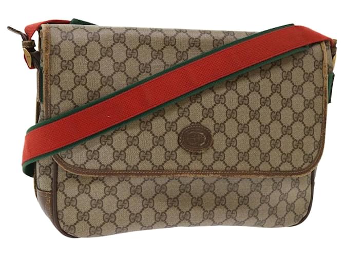 GUCCI GG Canvas Web Sherry Line Shoulder Bag Beige Red Green Auth ar10088  ref.1050942