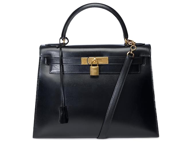 Hermès Hermes Kelly Tasche 28 aus schwarzem Leder - 101356  ref.1050964