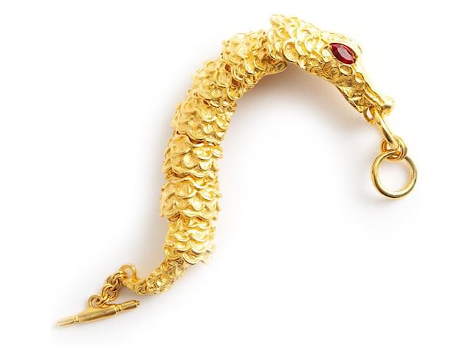 Kenneth Jay Lane braccialetto di coccodrillo D'oro Metallo  ref.1051108