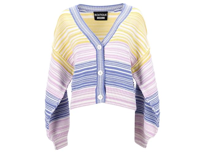 Boutique Moschino Stripe Cardigan in Multicolor Cotton Python print  ref.1051266