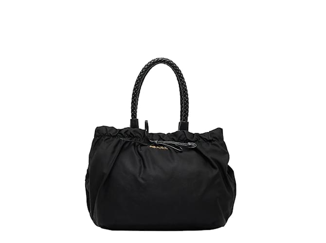 Prada Tessuto Bow Handle Bag Black Cloth  ref.1051376