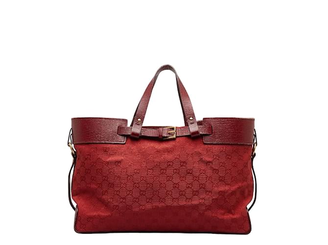 Gucci GG Canvas Tote Bag  106251 Rot Leinwand  ref.1051379