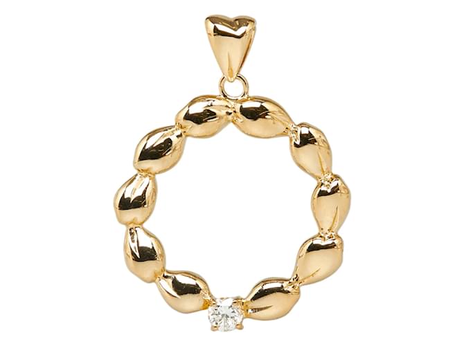 & Other Stories 18K Laurel Leaf Wreath Diamond Pendant Golden Metal Gold  ref.1051381