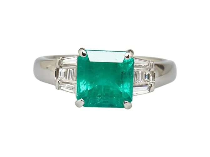 & Other Stories LuxUness Pt900 Platinum Emerald 2.60ct Diamond 0.38ct Ring Size 16 Metal Ring in Good condition Silvery  ref.1051386