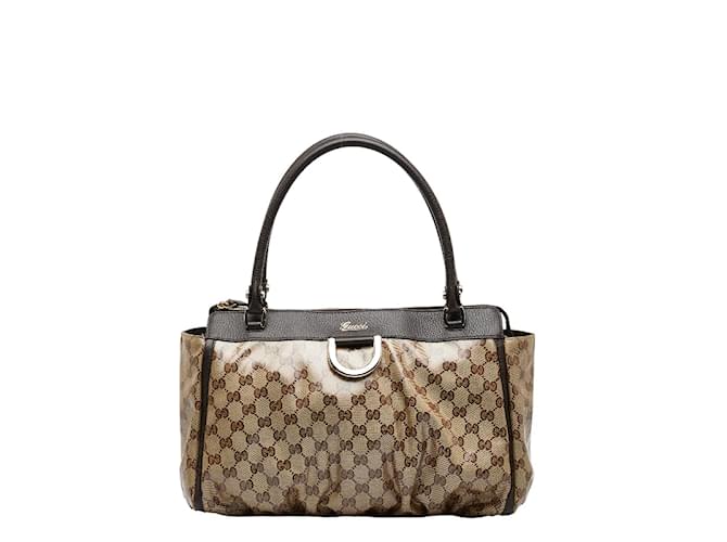 Gucci GG Crystal Abbey D-Ring Tote Bag  327787 Brown Cloth  ref.1051389