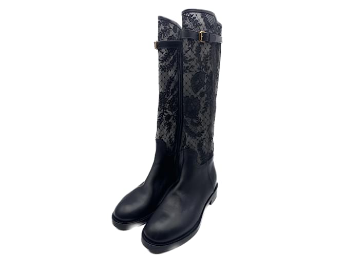DIOR  Boots T.eu 39.5 leather Black  ref.1051485