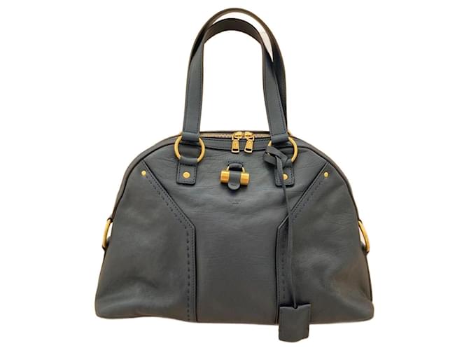 Muse II Yves Saint Laurent Handbags Blue Ostrich leather  ref.1051663