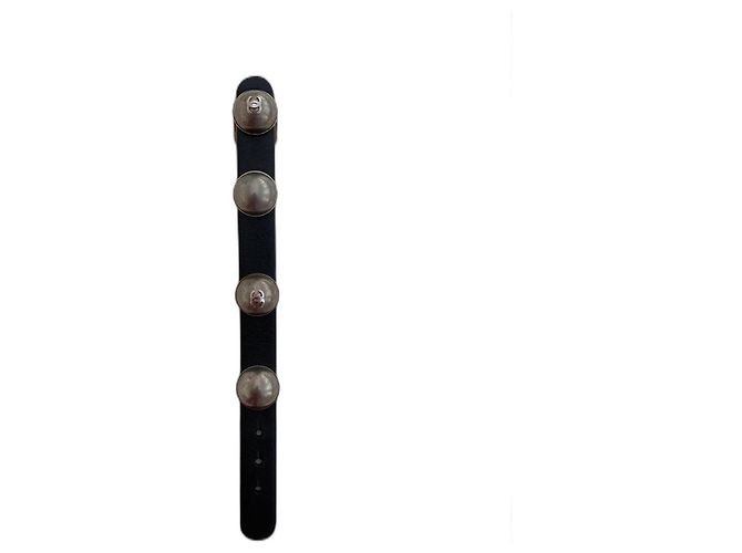 Pulseira Chanel de couro preto
