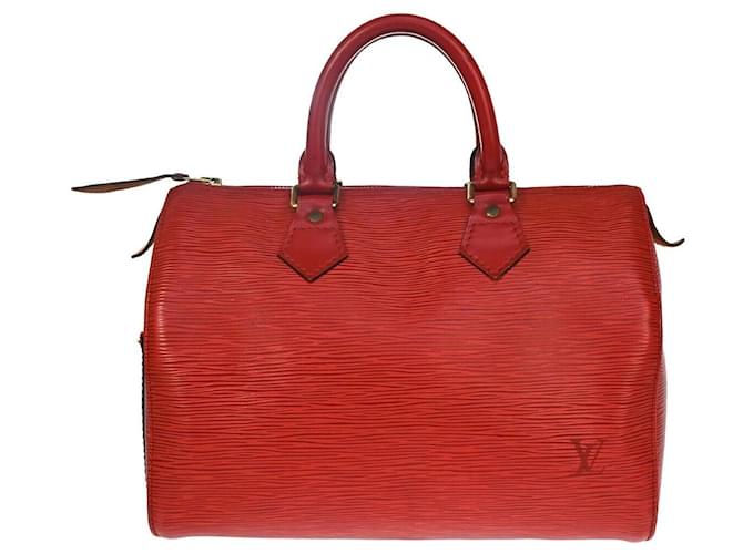 Louis Vuitton Speedy 25 Vermelho Couro  ref.1051794