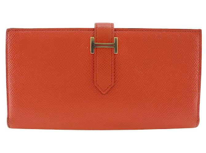 Béarn Hermès Bearn Orange Leather  ref.1051798