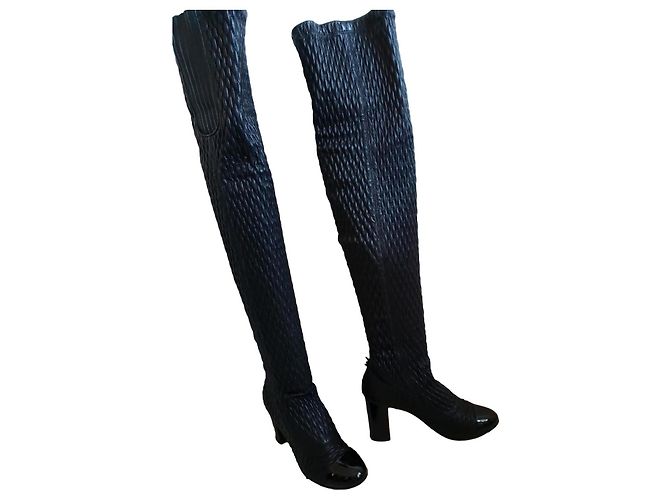 Chanel Black Leather Boots