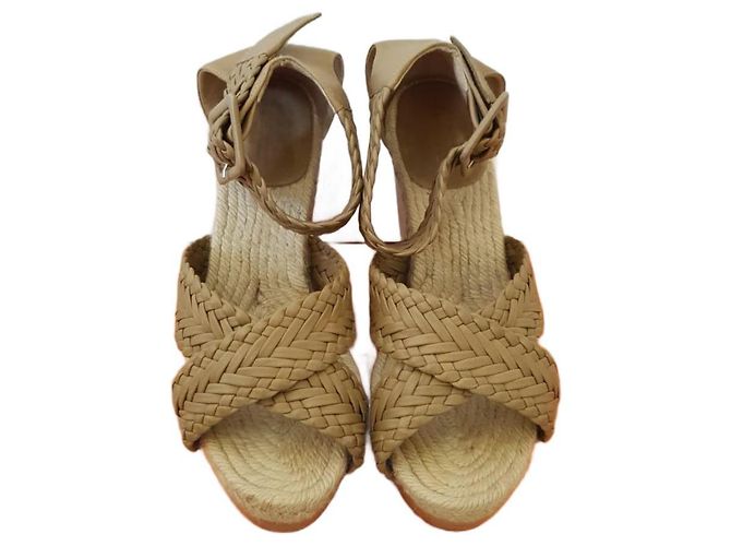 Sandali Hermès in tessuto beige