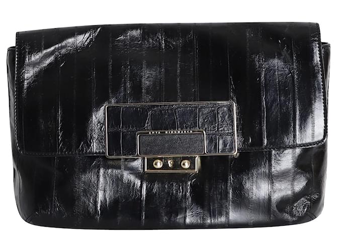 Anya Hindmarch Clutch-Tasche aus schwarzem Leder  ref.1051903