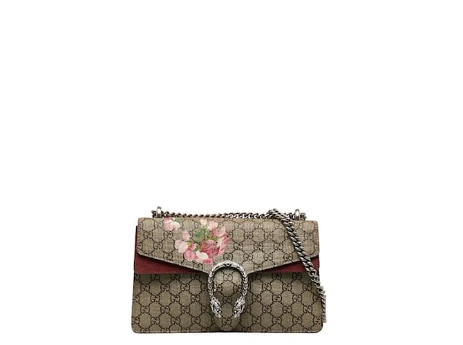 Gucci GG Supreme Blooms mittelgroße Dionysus-Umhängetasche 400249 Braun Leinwand  ref.1051913