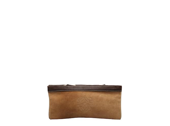 Loewe Suede & Leather Pouch Brown  ref.1051915