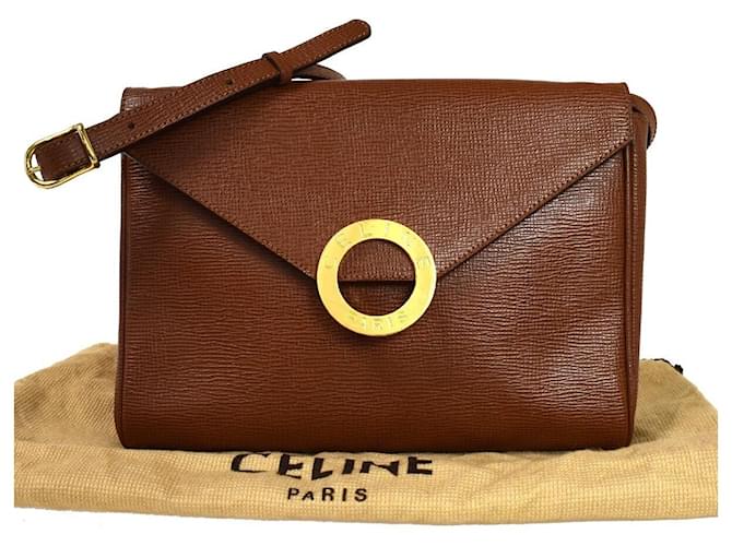 Céline Celine Logo del cerchio Marrone Pelle  ref.1052029