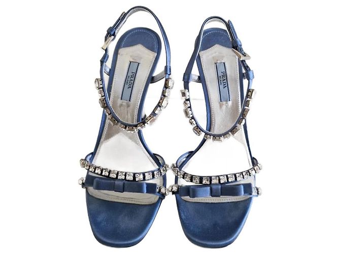 Sandali Prada in tessuto blu