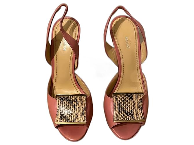 Pollini Sandals Pink Leather  ref.1052179