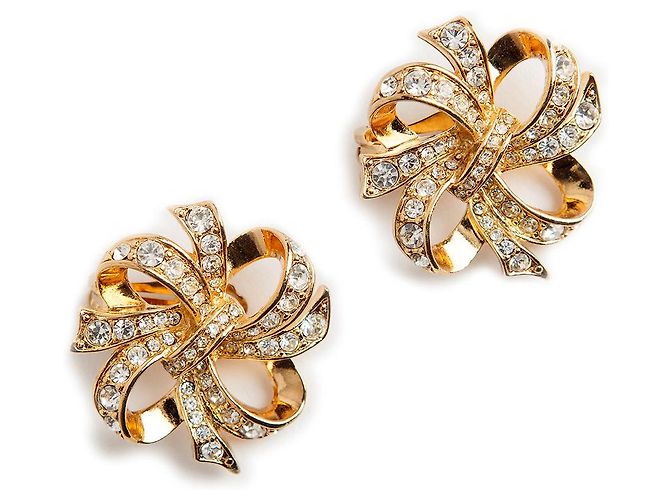 Orecchini a fiocco con strass dorati Kenneth Jay Lane D'oro