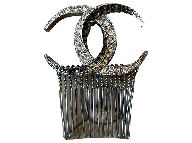 Accessorio per capelli Chanel CC argento metallo