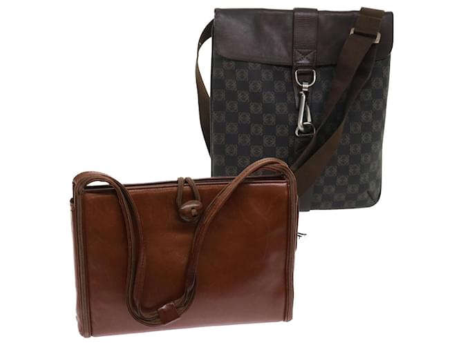 LOEWE Shoulder Bag Leather 2Set Brown Auth bs7728  ref.1052335