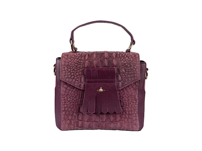 Vivienne Westwood Croc-embossed Shoulder Bag Purple Leather  ref.1052379