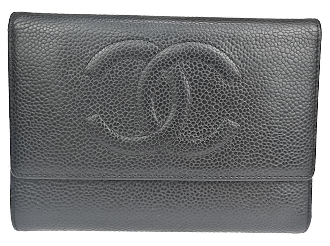 Classique Logo Chanel CC Veau façon poulain Noir  ref.1052411