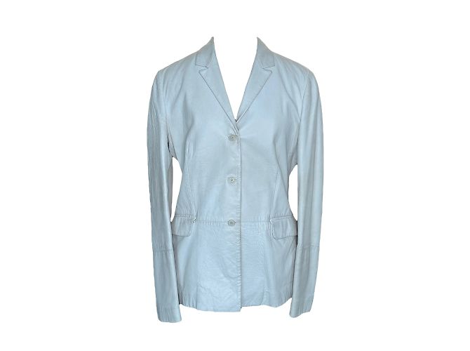 Versace White Leather Jacket L