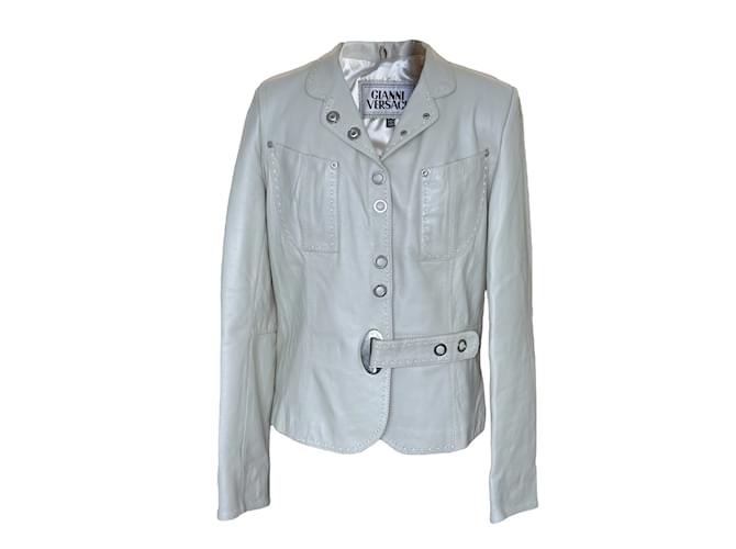 VERSACE Jackets S  White Leather  ref.1052576