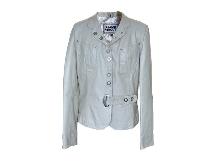 Versace Lederjacke Weiß S