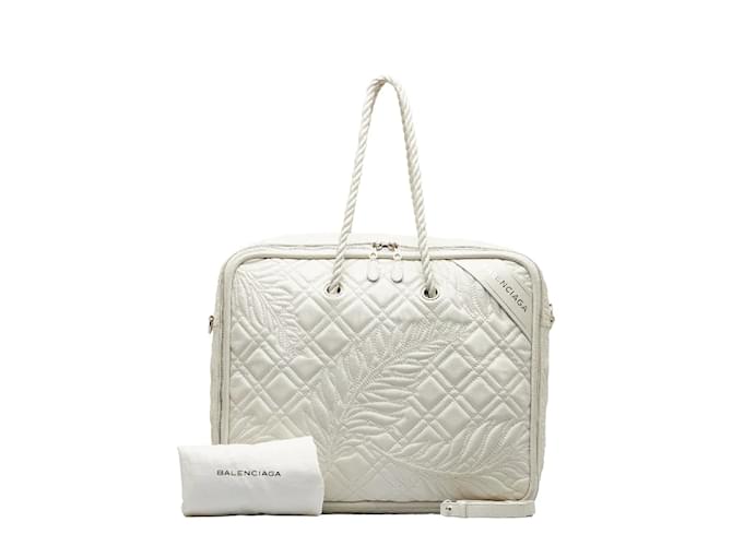 Balenciaga Quilted Leather Blanket Square Shoulder Bag 466542 White Pony-style calfskin  ref.1052618