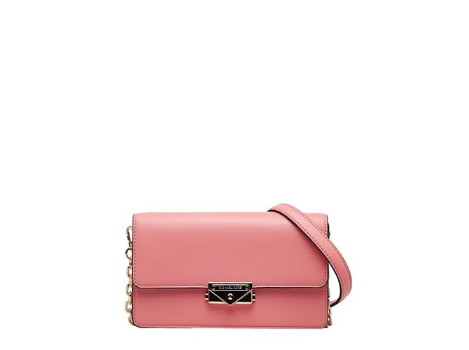 Michael Kors Leather Cece Clutch on Chain Pink  ref.1052625