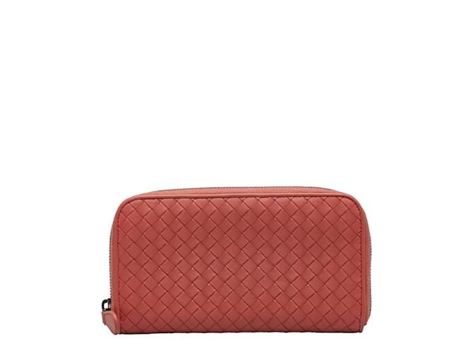 Bottega Veneta Portemonnaie aus Intrecciato-Leder mit umlaufendem Reißverschluss Pink  ref.1052651