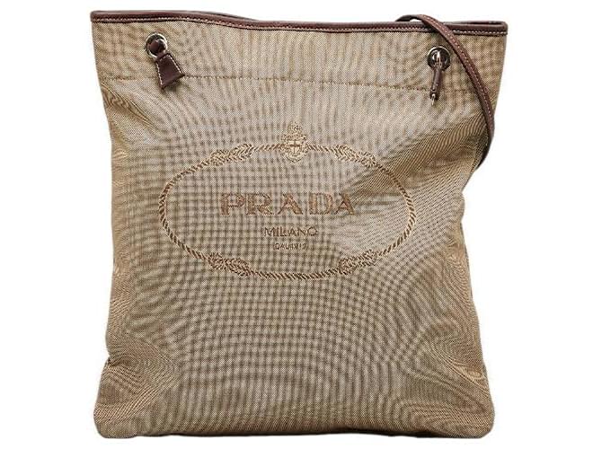 Prada Canapa Logo Crossbody Bag  Canvas Crossbody Bag in Good condition Bronze Cloth  ref.1052670