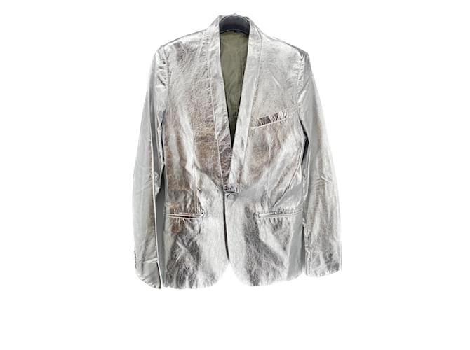 DIOR  Jackets T.fr 46 leather Silvery  ref.1052705