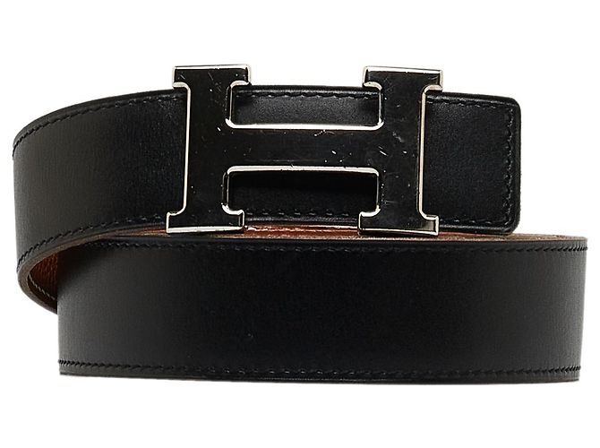 Hermès Cinturón reversible Hermes Constance negro Cuero Becerro