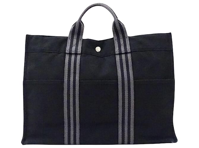 Hermès Fourre Tout Preto Lona  ref.1052889