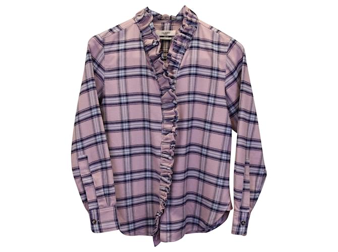 Isabel Marant Étoile Check Ilaria Pilou Shirt in Pink Organic Cotton  ref.1052994