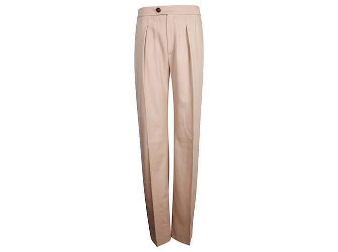 Chloé Pleated Wide-Leg Trousers in Tan Wool Brown Beige  ref.1053004