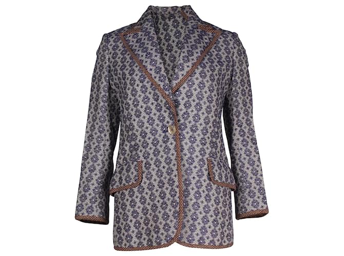 Gucci Vintage Argyle Einreihige Jacke aus mehrfarbigem Leinen  ref.1053006