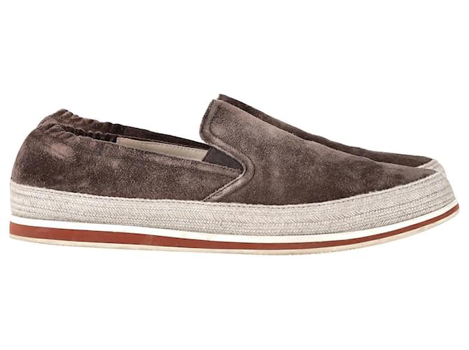 Scarpe da ginnastica espadrillas Prada Sport in pelle scamosciata marrone Svezia  ref.1053014