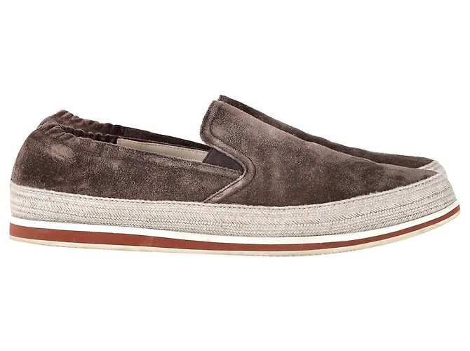 Prada Sport Espadrille Sneakers in Brown Suede