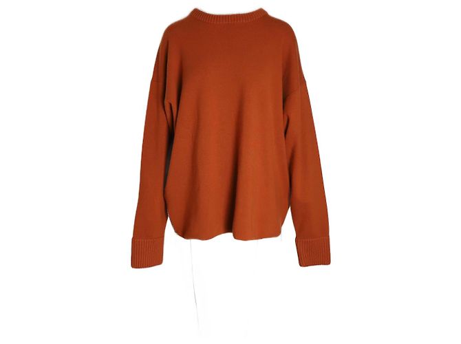 Jason Wu Side-Up-Pullover mit Rundhalsausschnitt aus orangefarbenem Kaschmir