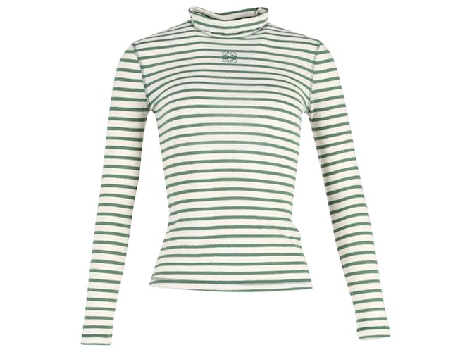 Loewe Striped High-Neck Jersey Top in Green Cotton  ref.1053017