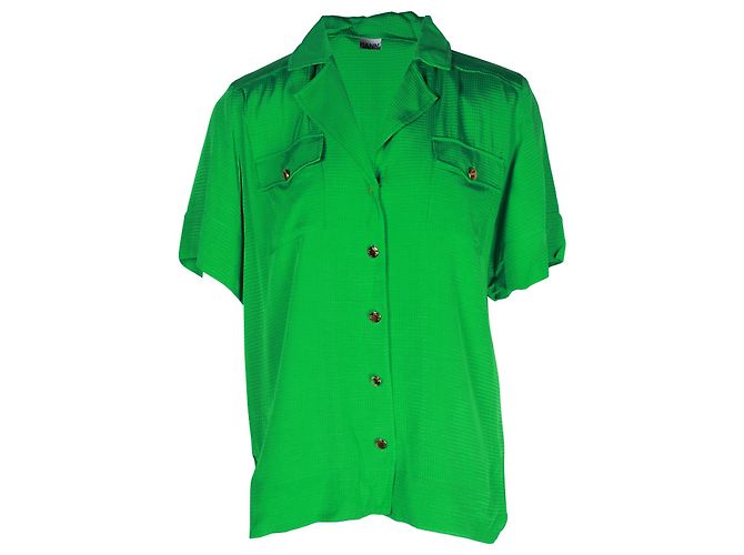 Camicia Ganni Ripstop Kelly in viscosa verde