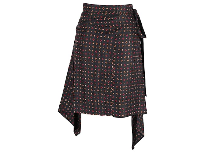 Falda asimétrica estampada Isabel Marant en seda negra Negro  ref.1053034