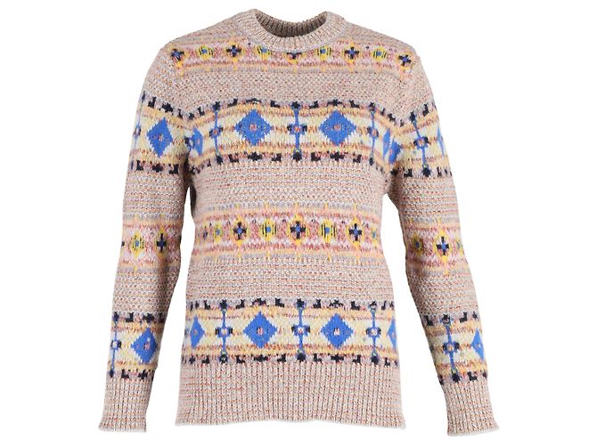 Victoria Beckham Fair Isle Strickpullover aus mehrfarbiger Wolle Python drucken